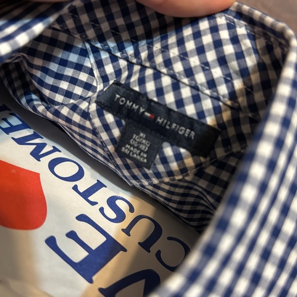 Boys XL Tommy Hilfiger blue & white check button down shirt excellent condition. - Picture 5 of 6